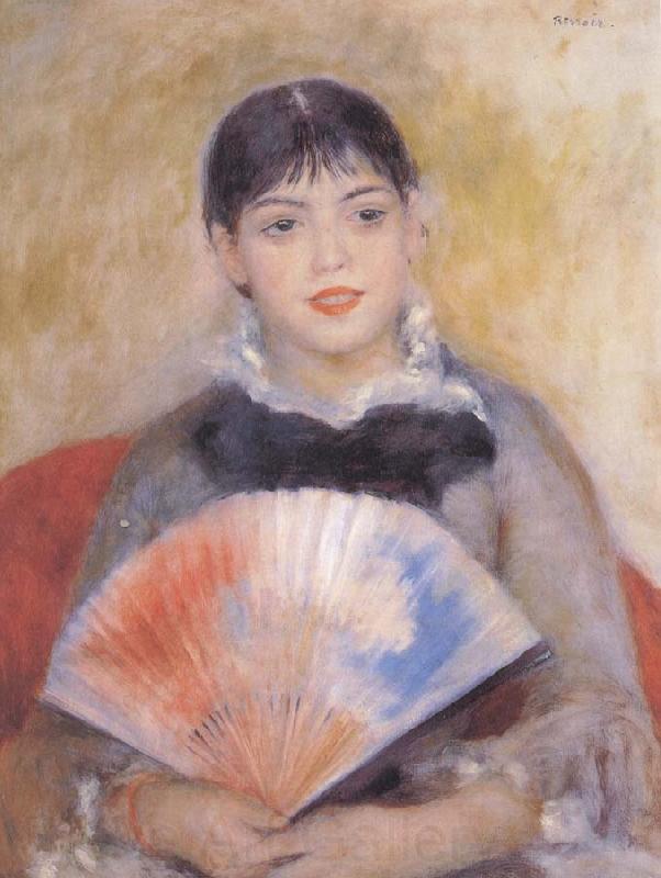 Pierre Auguste Renoir girl witb a f an